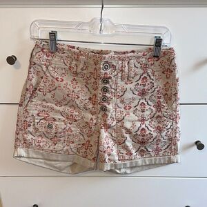 Anthropologie Red Floral Women Shorts